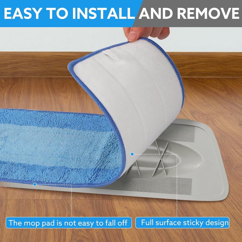 wlich 6 Pack Microfiber Cleaning Pads are Compatible with Bona Mop,18 Inch Replaceable Mop Pad Refill,Washable & Reusable Blue Microfiber Mop Pads for Hardwood and Hard-Surface Floors - Image 4